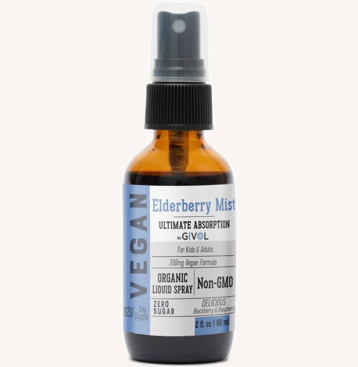 Givol Elderberry Mist bottle, close up